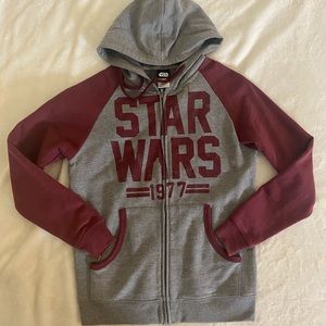 Star Wars Retro Vintage Zip Up Hoodie with Contrast Sleeves
